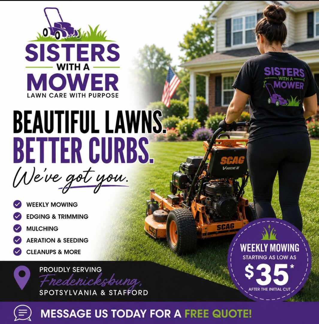Sisters With A Mower — Beautiful Lawns. Better Curbs. Weekly mowing starting at $35.